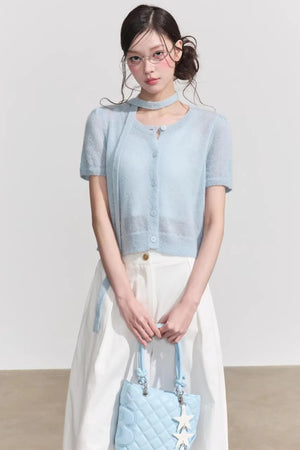 Elegant Wool Knit Cardigan Top