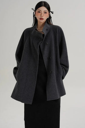 Elegant Woolen Lace-Up Coat