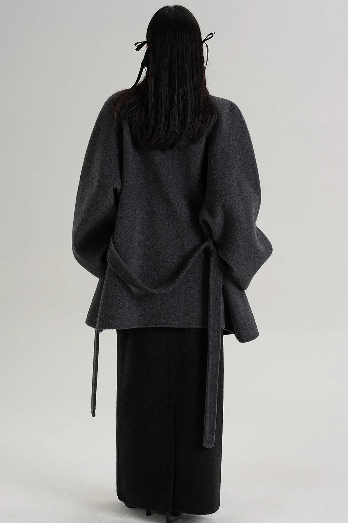 Elegant Woolen Lace-Up Coat