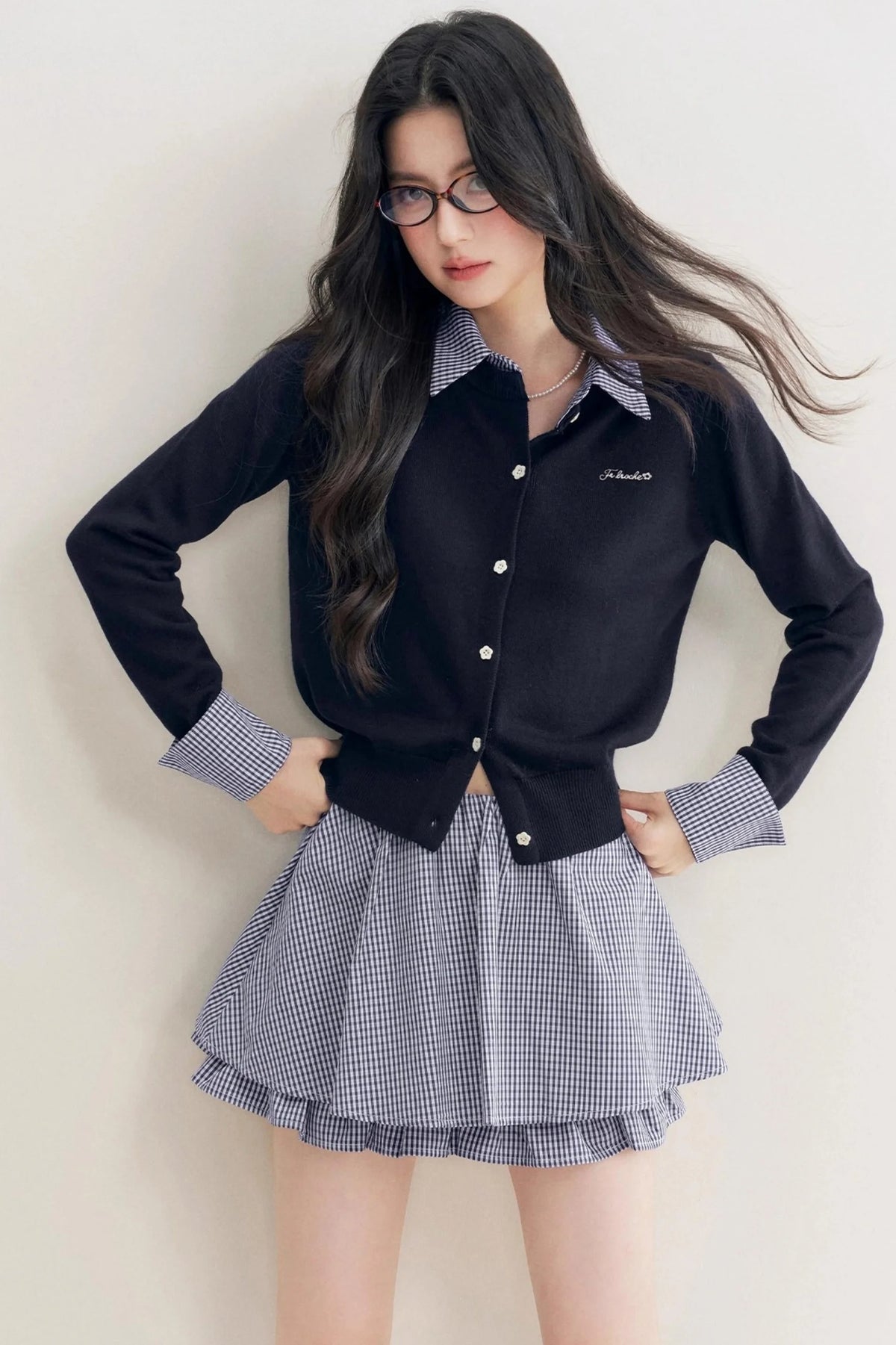 Elite Wool-Blend Plaid Cardigan Set-Up