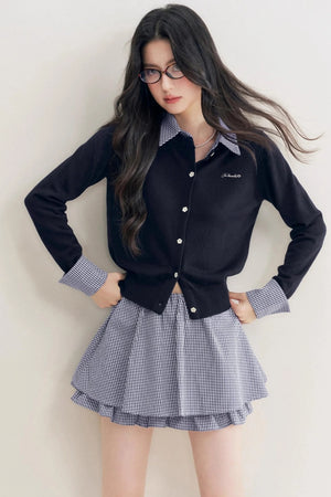 Elite Wool-Blend Plaid Cardigan Set-Up