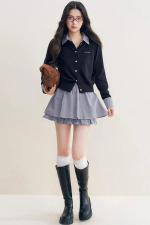 Elite Wool-Blend Plaid Cardigan Set-Up