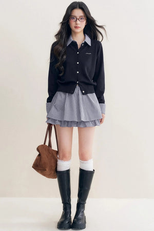 Elite Wool-Blend Plaid Cardigan Set-Up