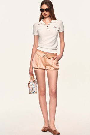 Embroidered Button-Up Polo Shirt