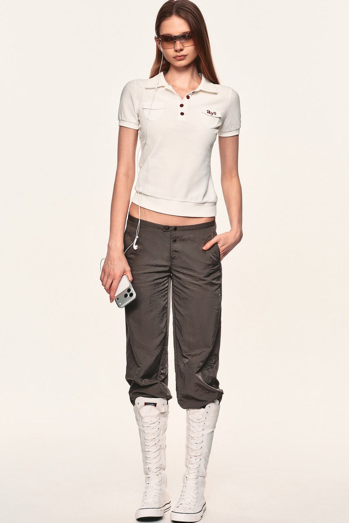 Embroidered Button-Up Polo Shirt