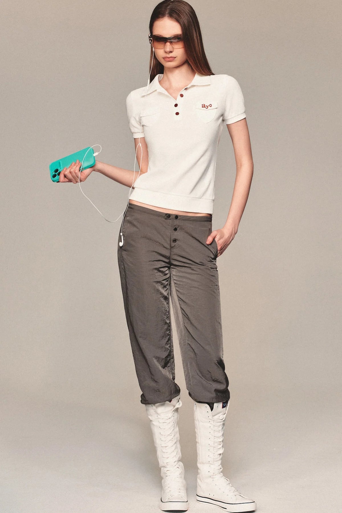 Embroidered Button-Up Polo Shirt