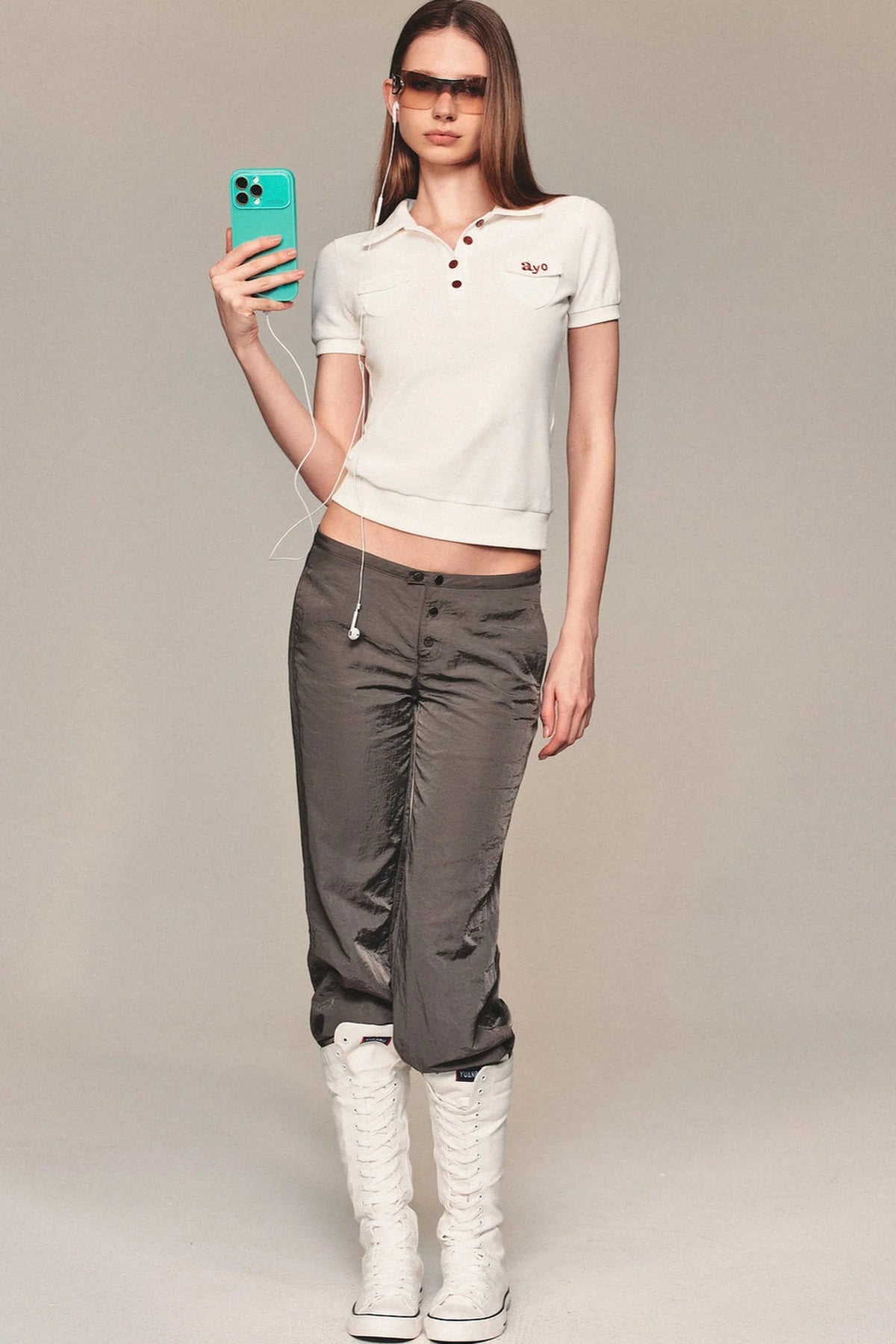 Embroidered Button-Up Polo Shirt