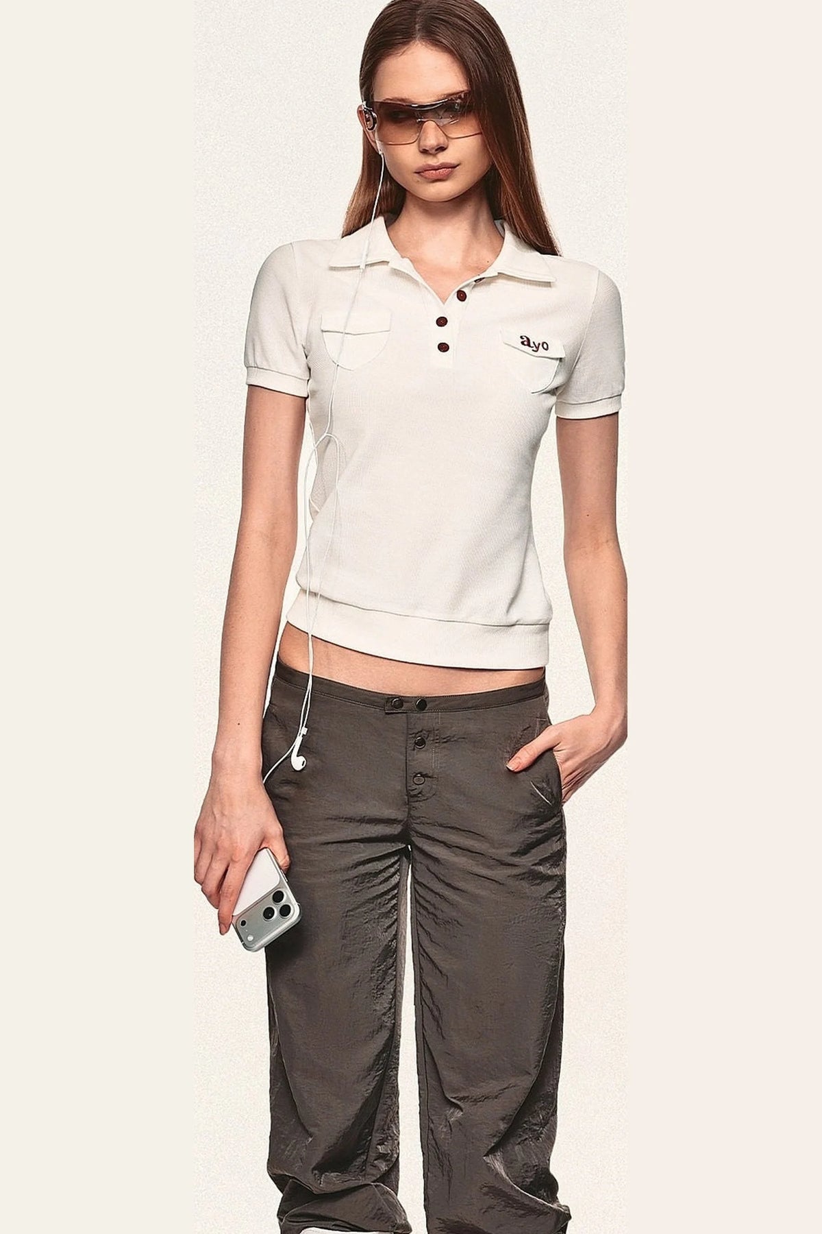 Embroidered Button-Up Polo Shirt