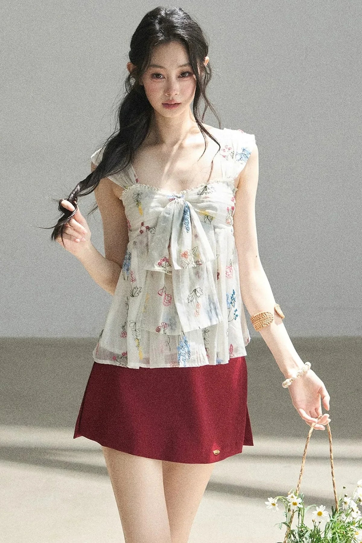Embroidered Chiffon Summer Top