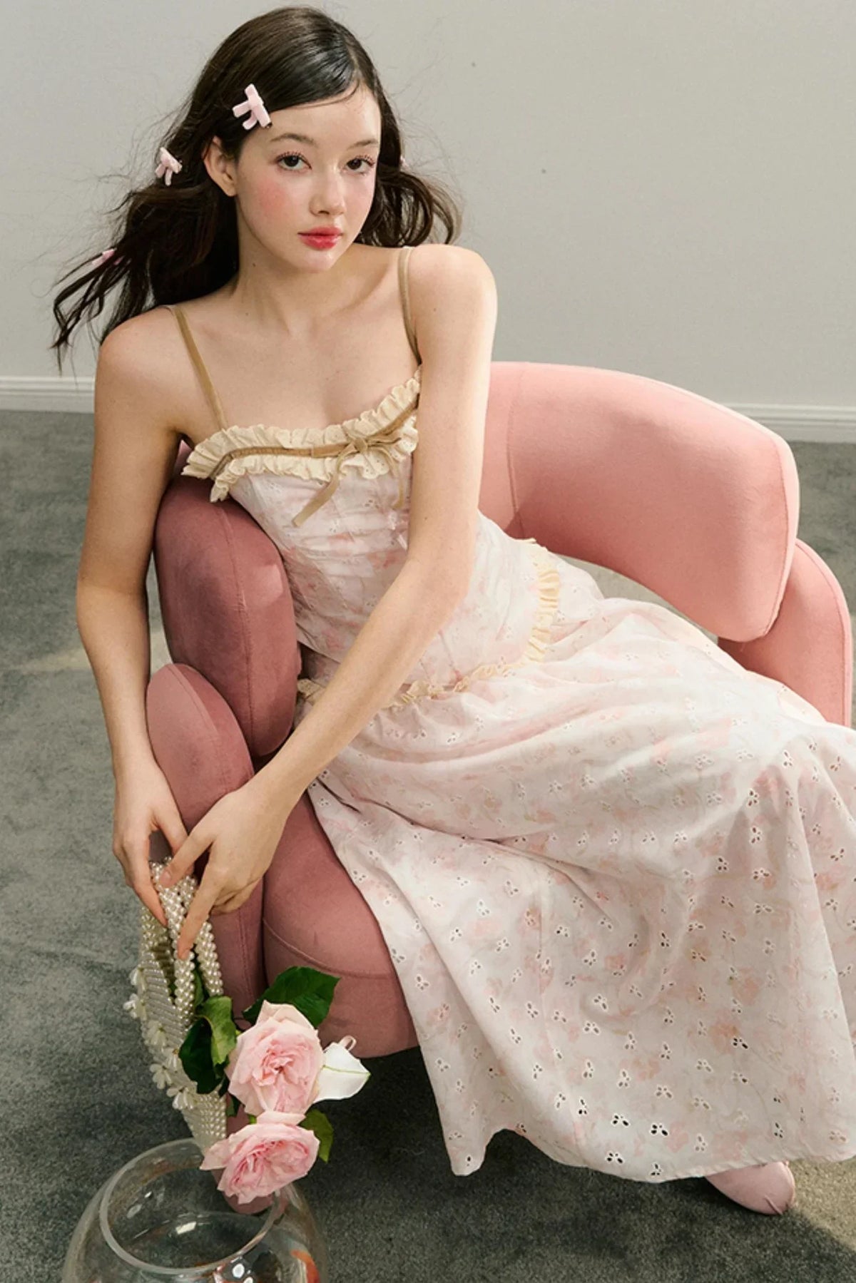 Embroidered Cut-Out Lace Top & Skirt Set-Up