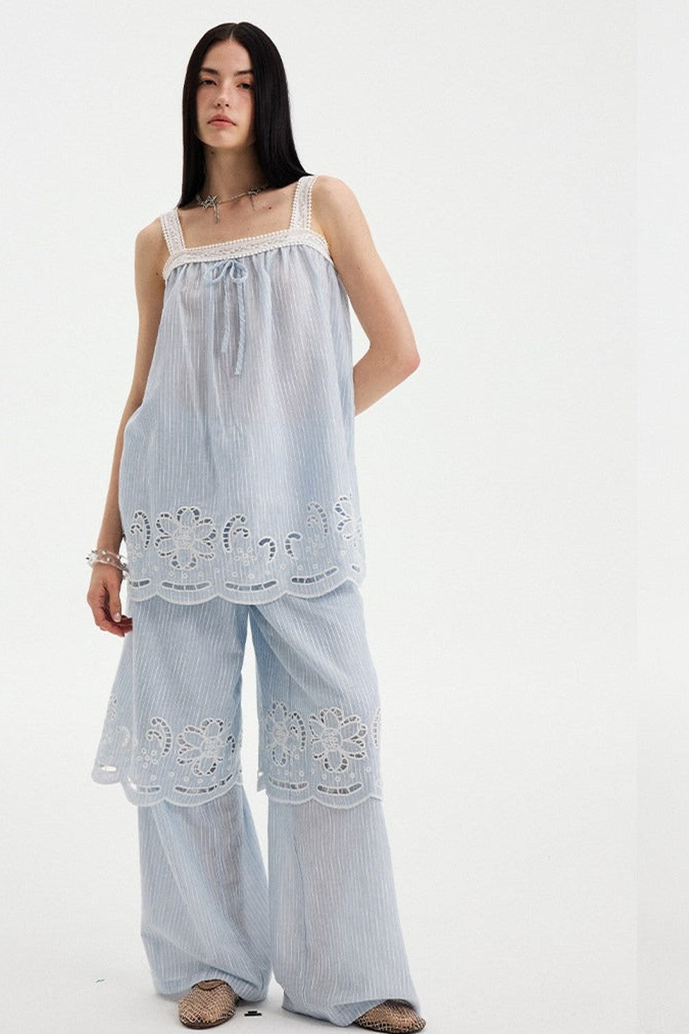 Embroidered Cutout Camisole Set-Up