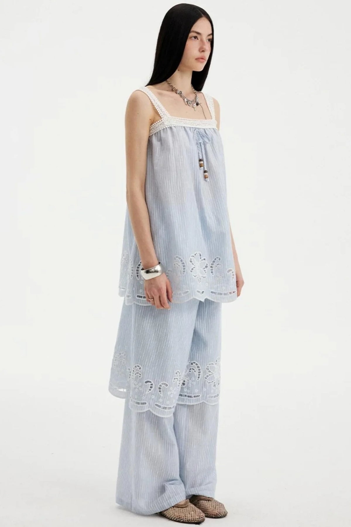Embroidered Cutout Camisole Set-Up