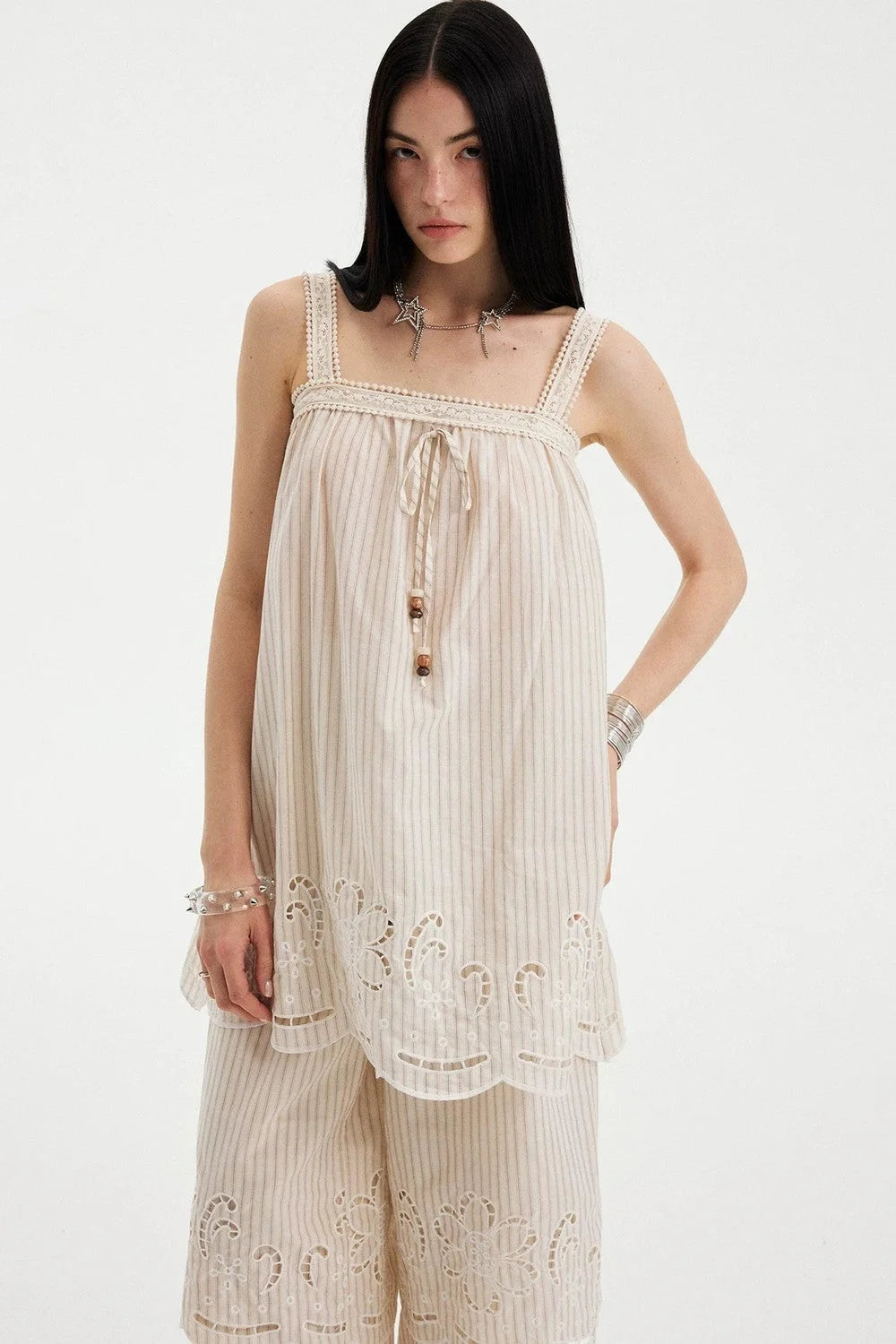 Embroidered Cutout Camisole Set-Up