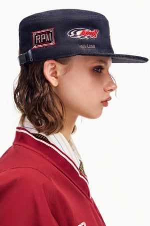 Embroidered Denim Equestrian Hat