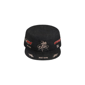 Embroidered Denim Equestrian Hat