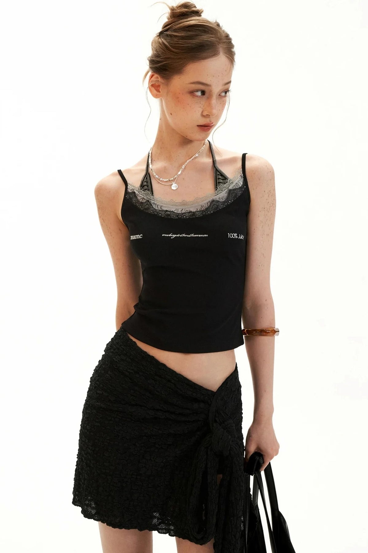 Embroidered Faux Three-Piece Camisole