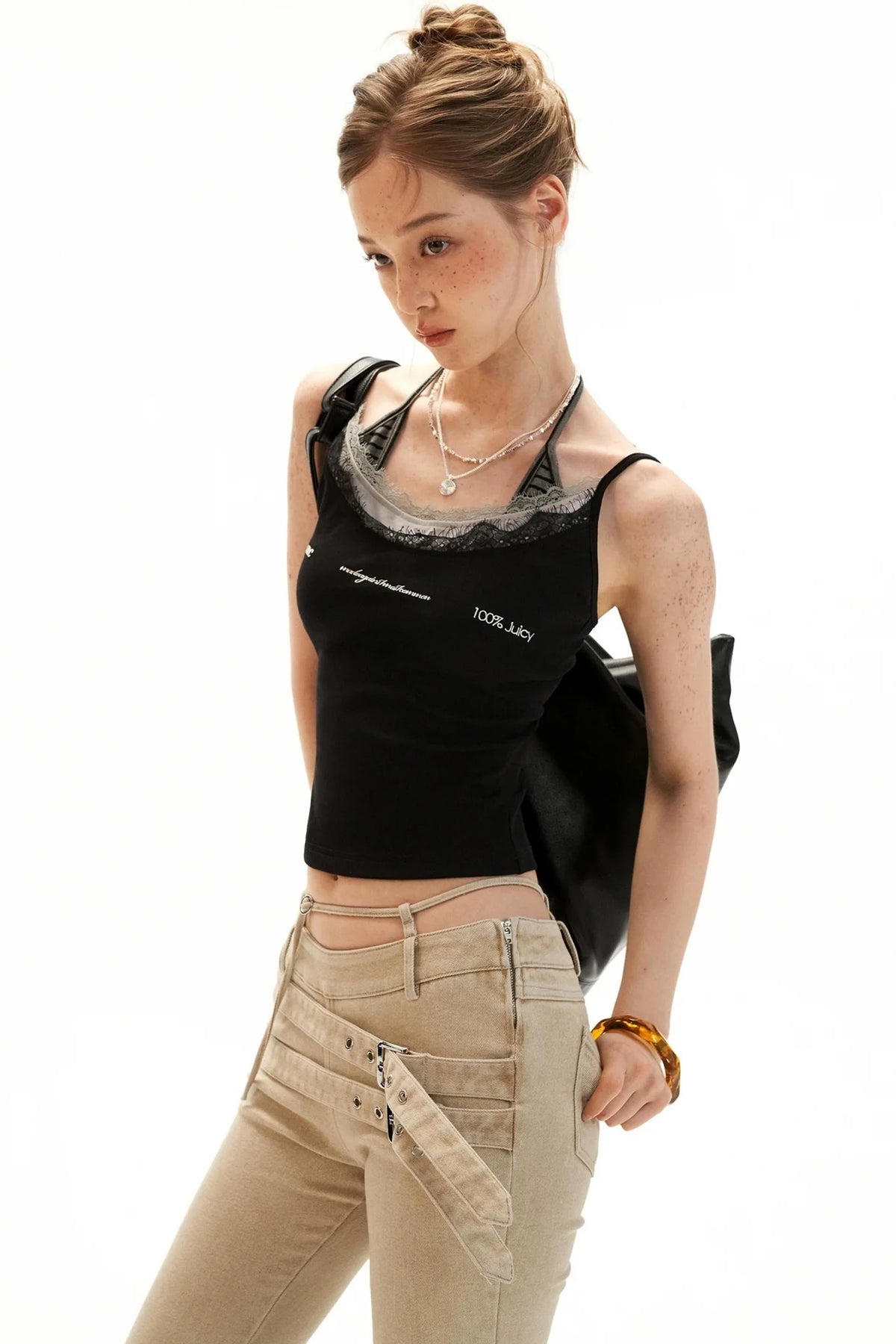 Embroidered Faux Three-Piece Camisole