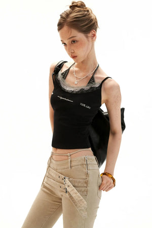 Embroidered Faux Three-Piece Camisole