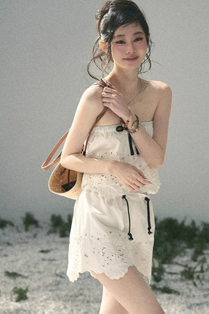 Embroidered Floral Vest and Shorts Set-Up