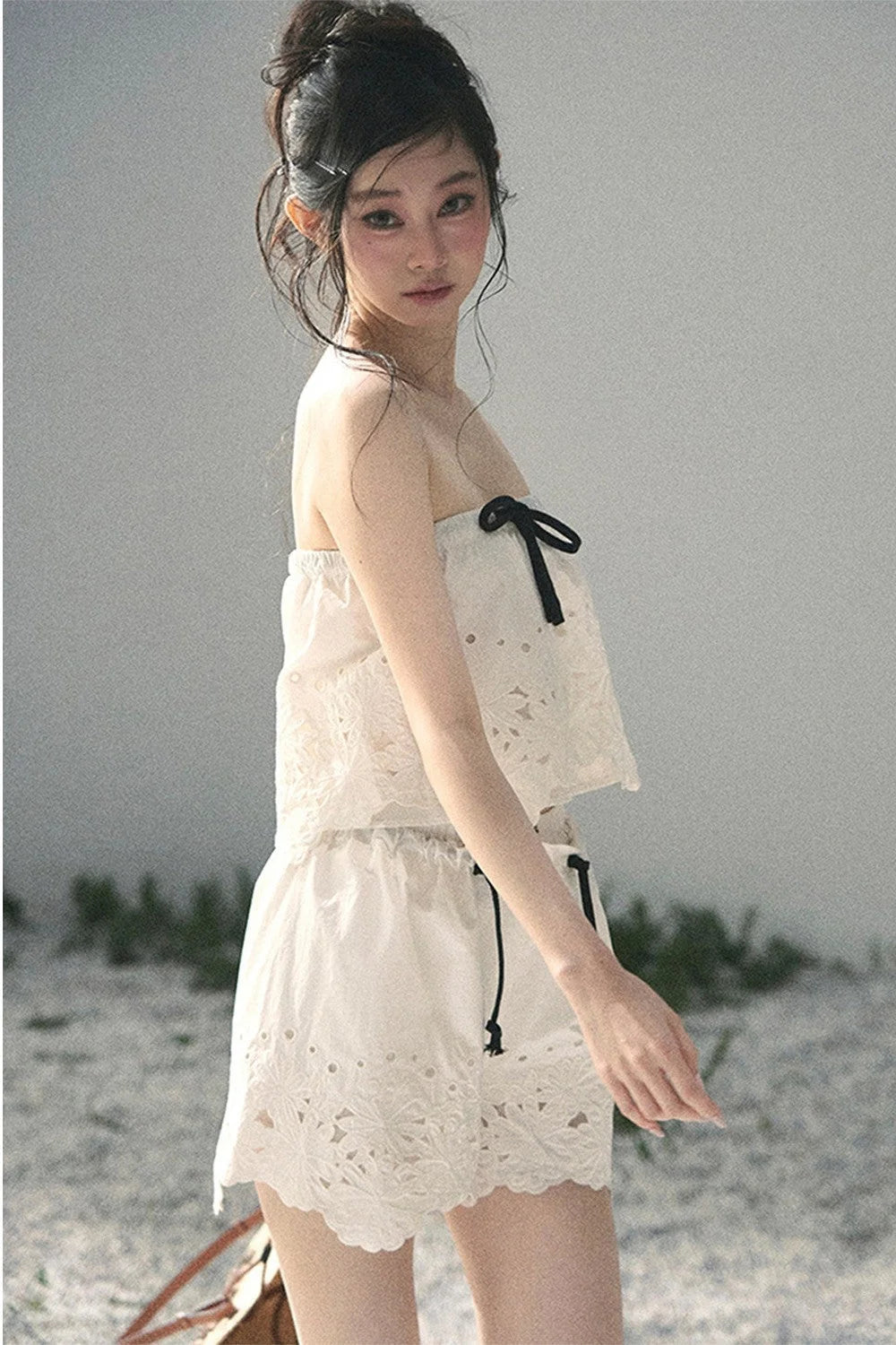 Embroidered Floral Vest and Shorts Set-Up