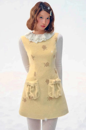 Embroidered Floral Wool Dress