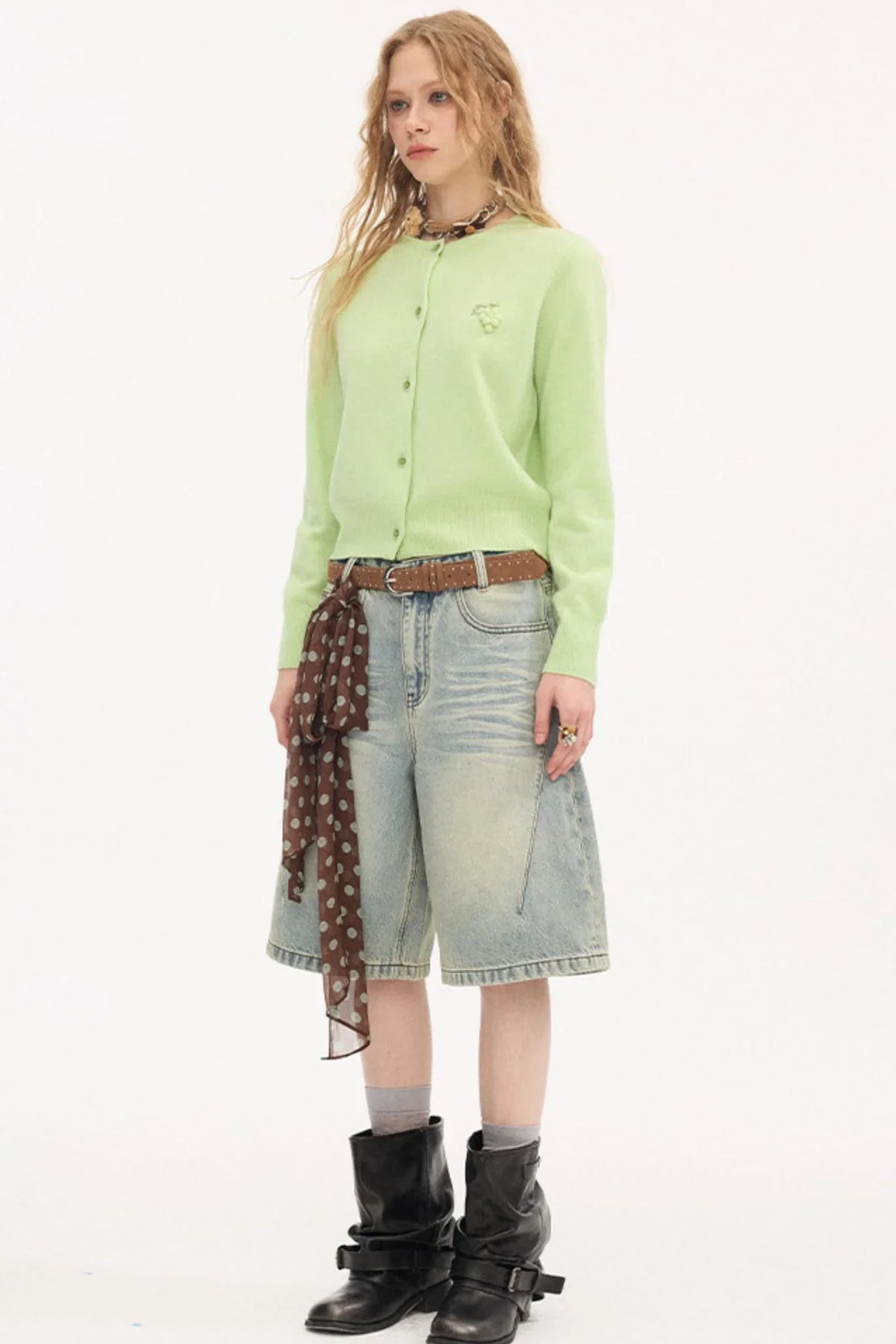 Embroidered Grape Wool Sweater