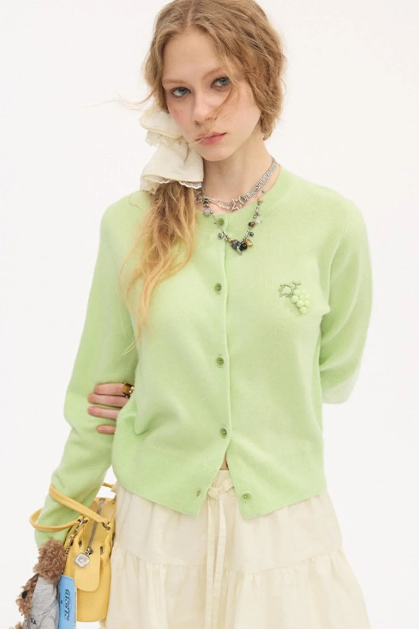 Embroidered Grape Wool Sweater