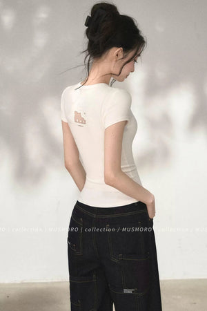 Embroidered Hollow Knit Top