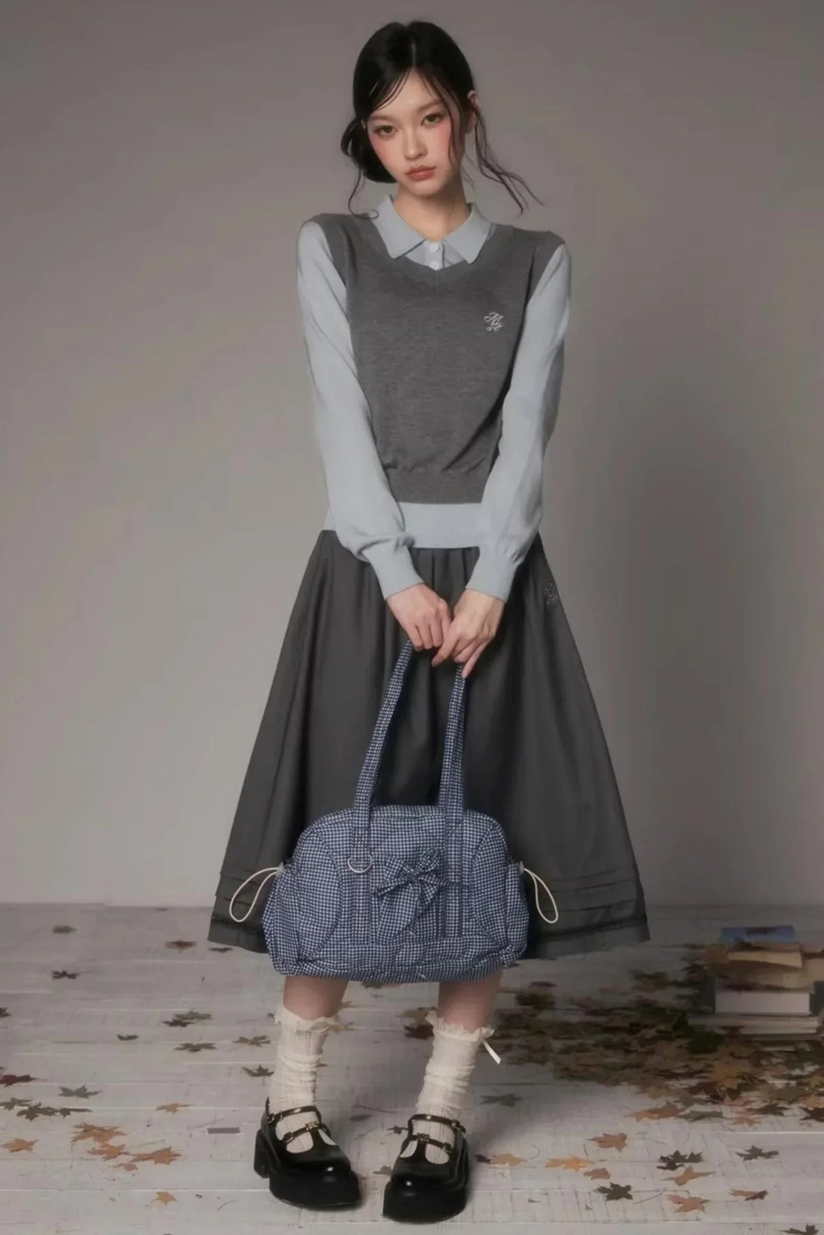Embroidered Hollow-Out A-Line Skirt