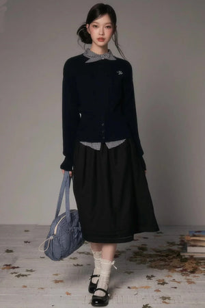Embroidered Hollow-Out A-Line Skirt