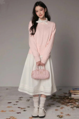 Embroidered Hollow-Out A-Line Skirt