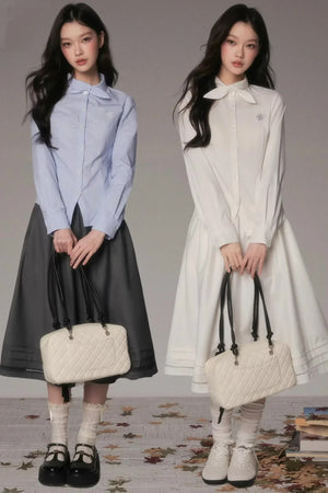 Embroidered Hollow-Out A-Line Skirt