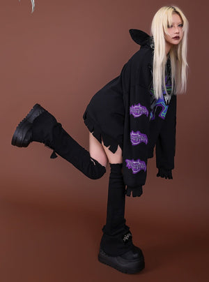 Embroidered hooded coat