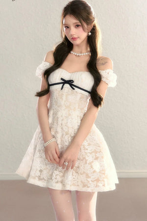 Embroidered Lace A-Line Slimming Dress
