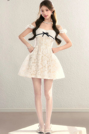 Embroidered Lace A-Line Slimming Dress