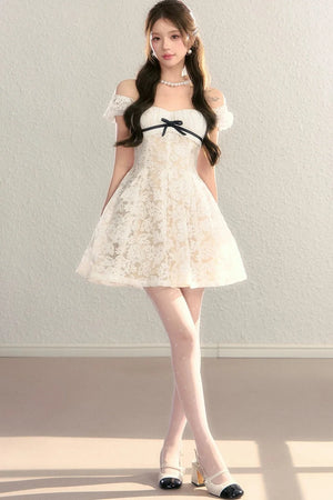 Embroidered Lace A-Line Slimming Dress