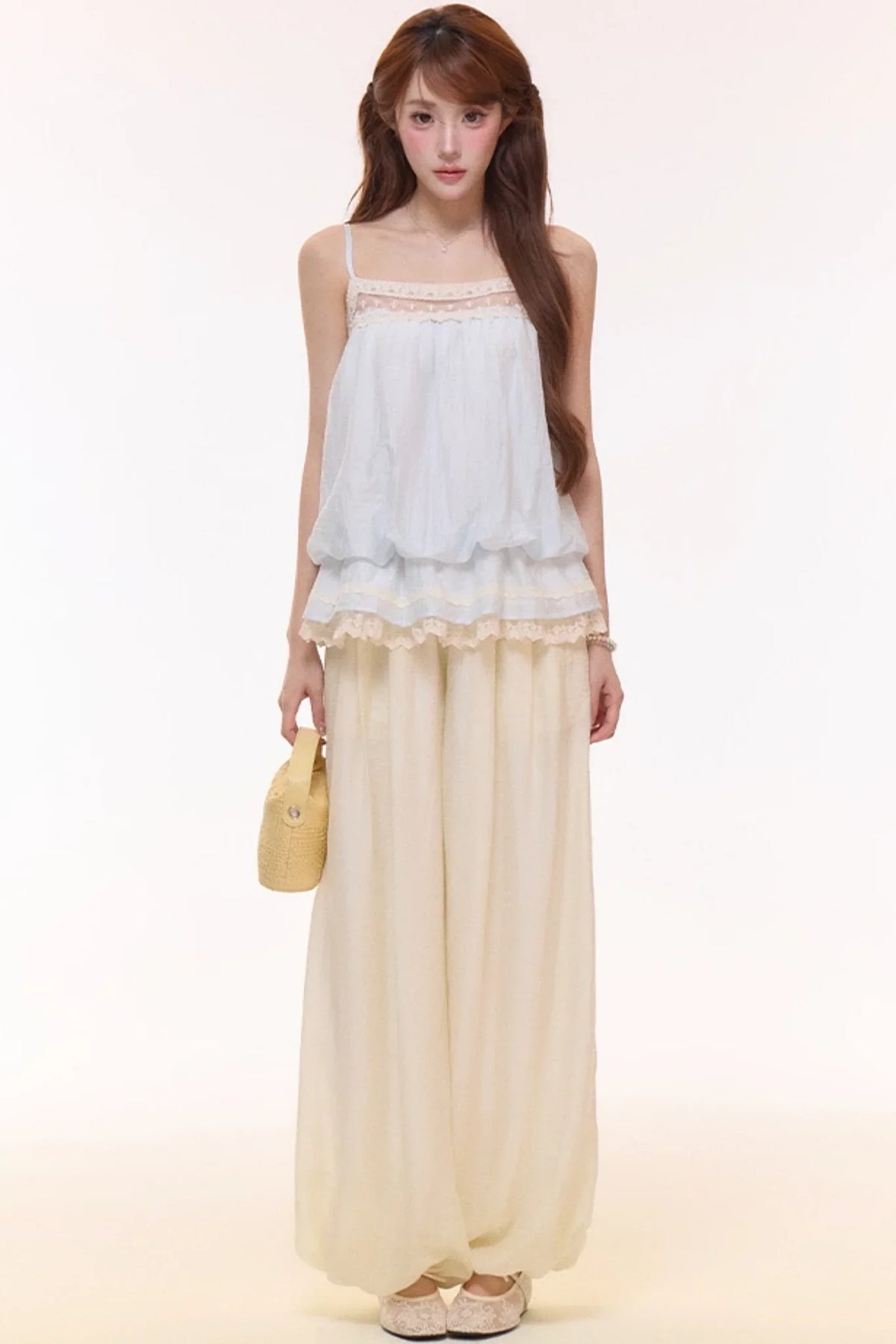 Embroidered Lace Balloon Pants Set-Up