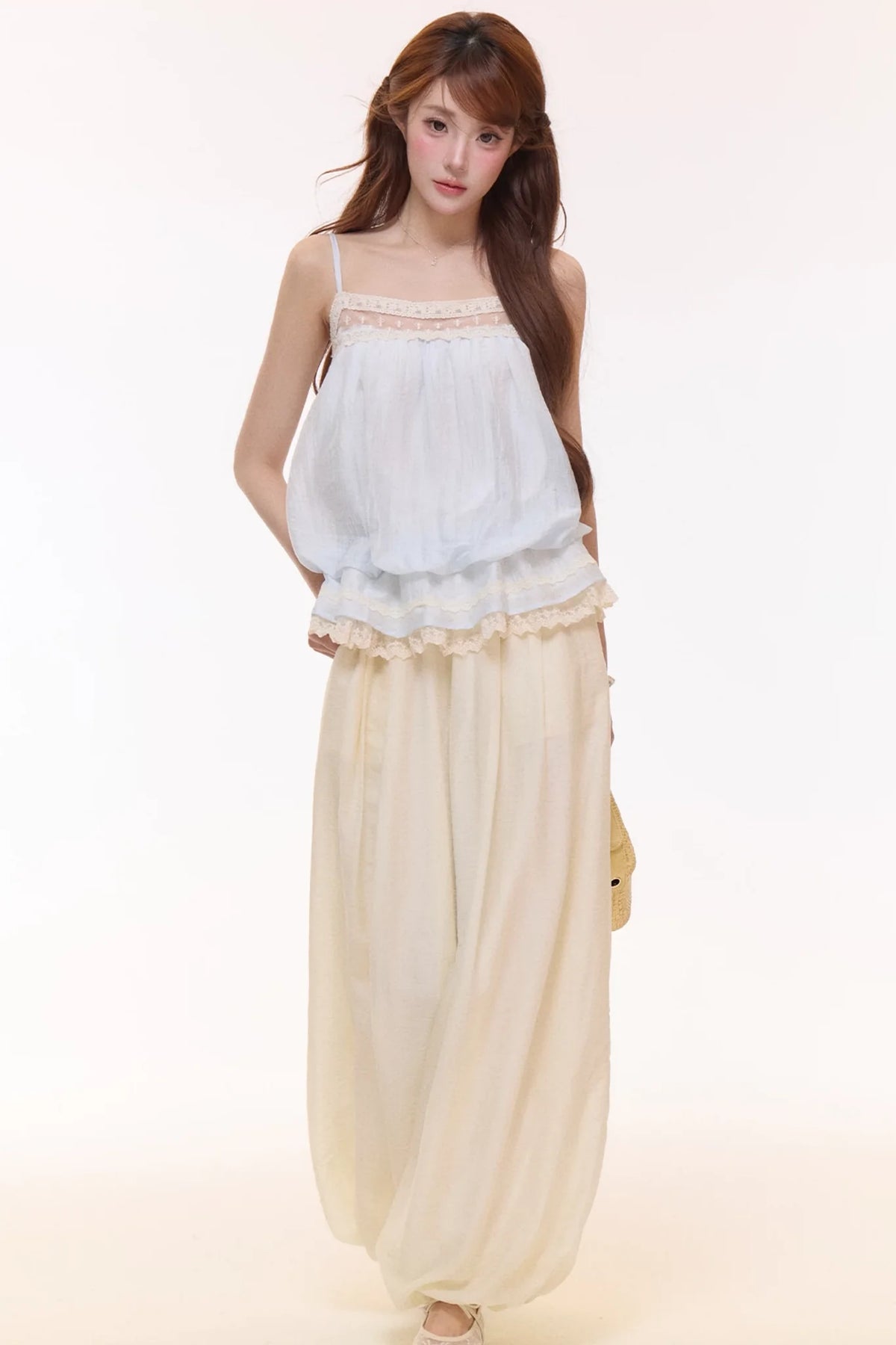 Embroidered Lace Balloon Pants Set-Up