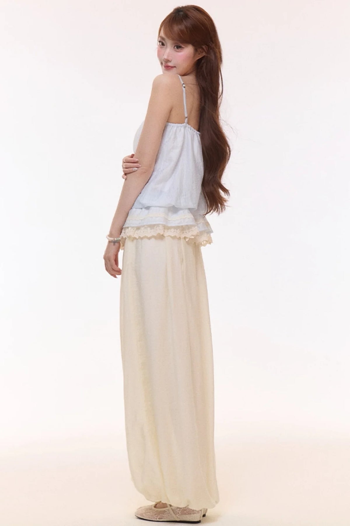 Embroidered Lace Balloon Pants Set-Up