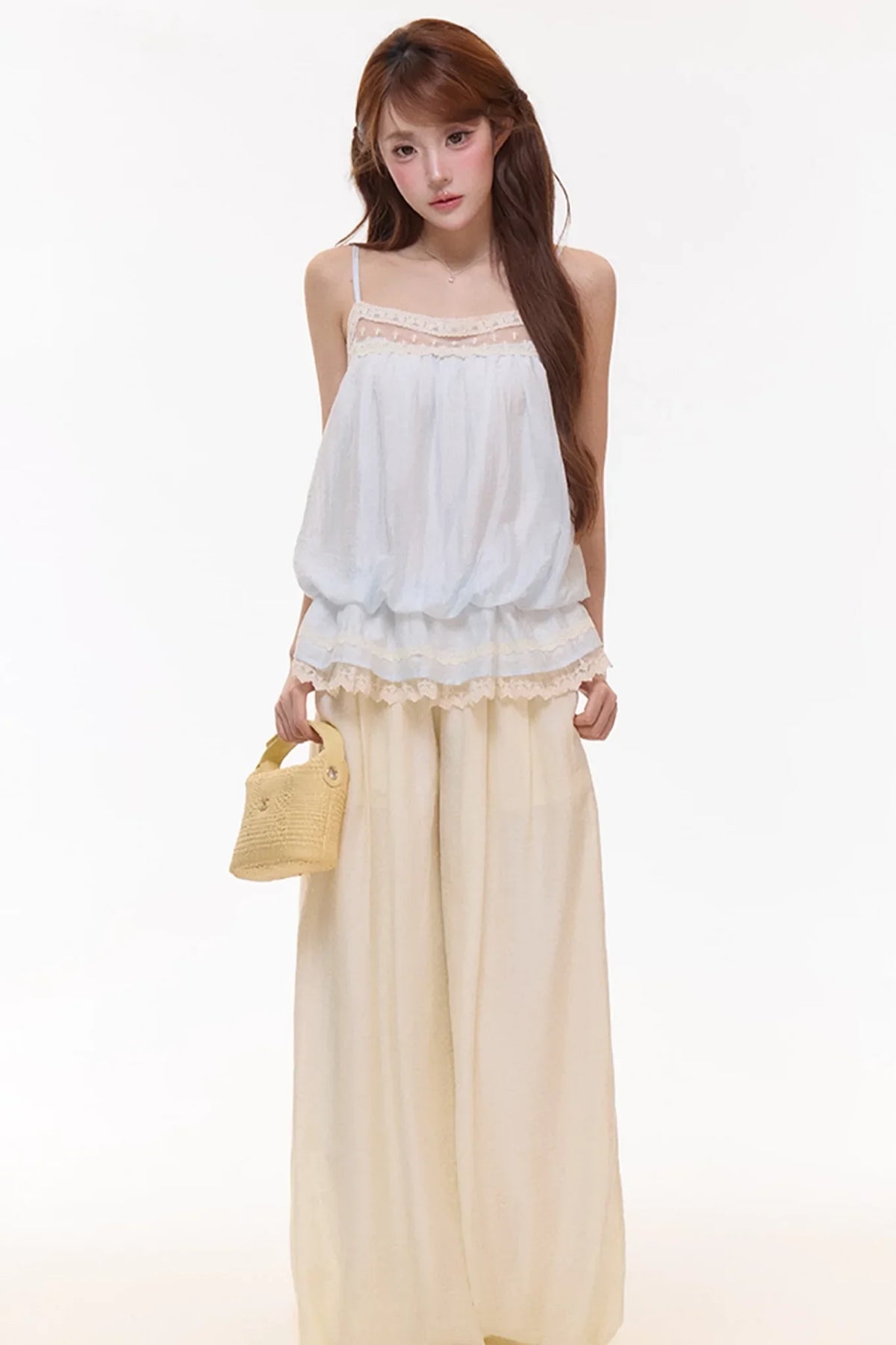 Embroidered Lace Balloon Pants Set-Up