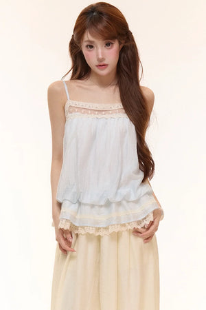 Embroidered Lace Balloon Pants Set-Up