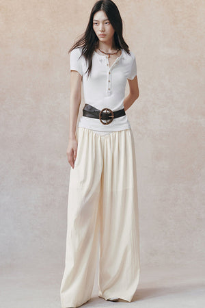 Embroidered Lyocell Henley Top