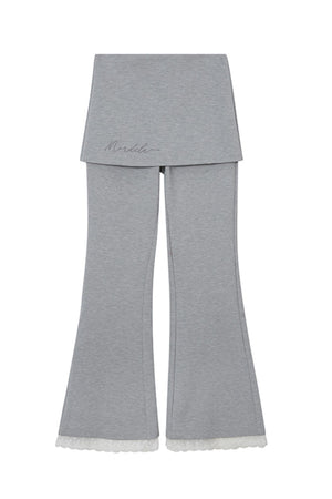Embroidered Monogram Lace Bootcut Trousers