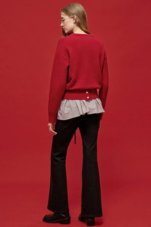 Embroidered Patchwork Flared Pants