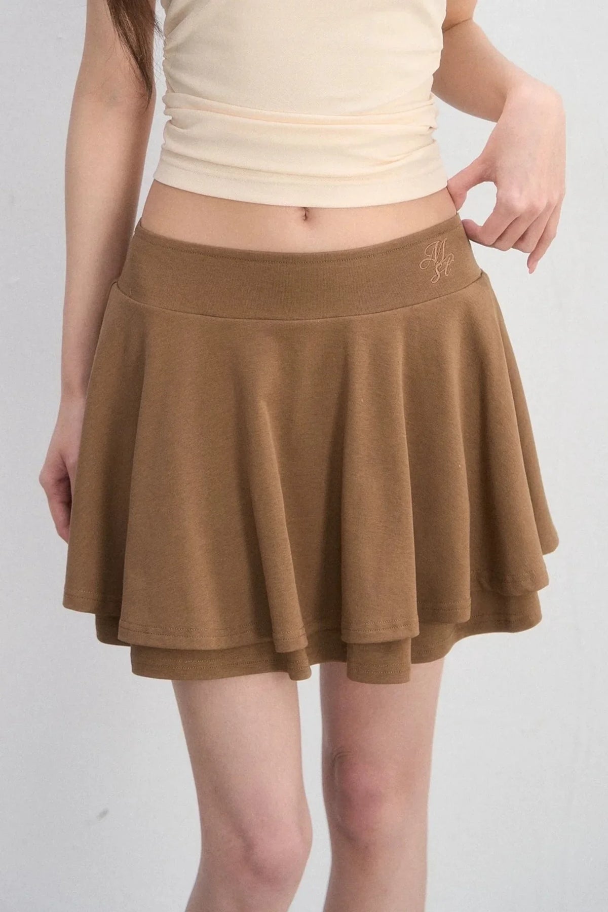 Embroidered Pleated A-Line Skirt