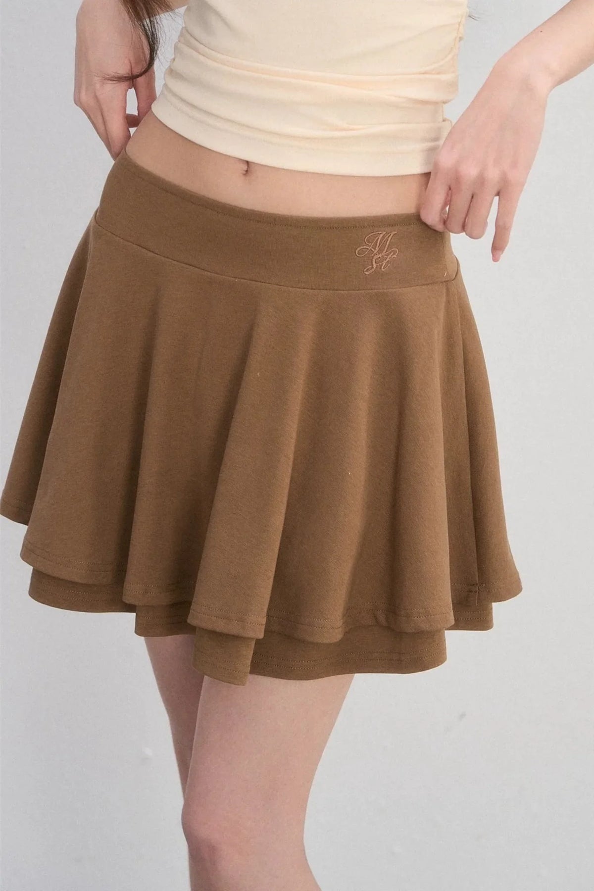 Embroidered Pleated A-Line Skirt