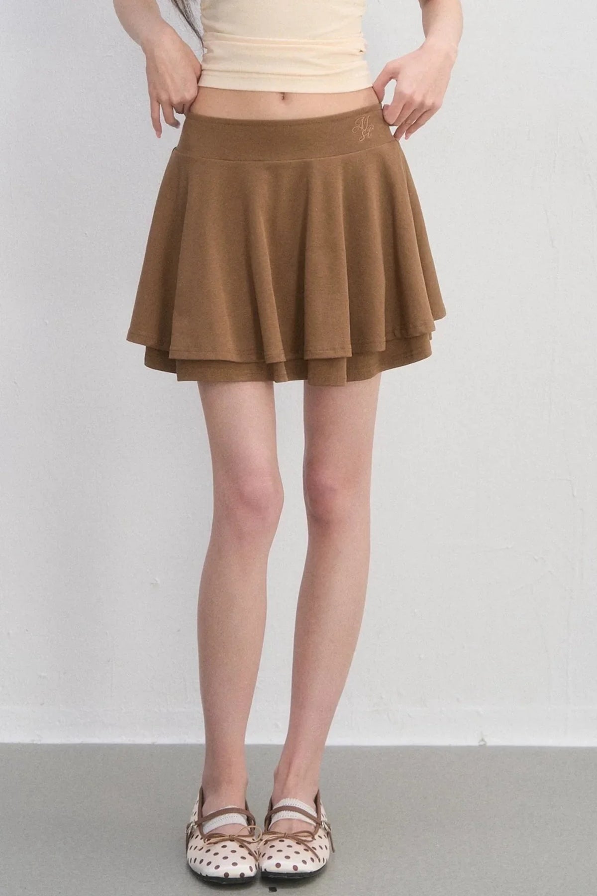 Embroidered Pleated A-Line Skirt