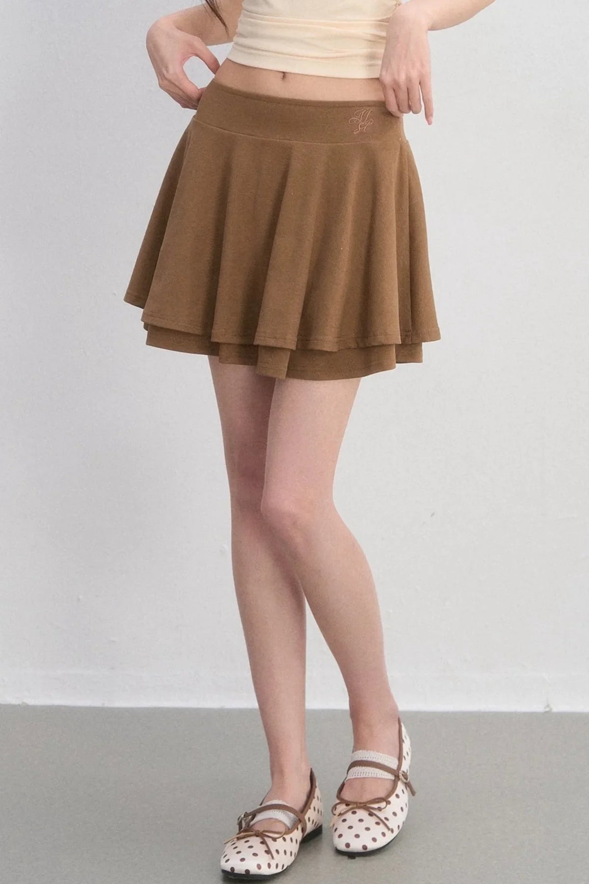 Embroidered Pleated A-Line Skirt