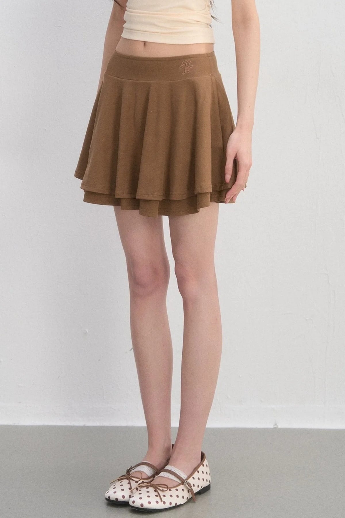 Embroidered Pleated A-Line Skirt