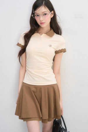 Embroidered Pleated A-Line Skirt